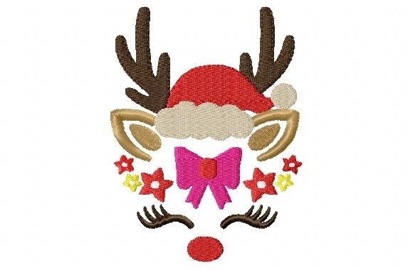 Christmas Girl Reindeer with Stars