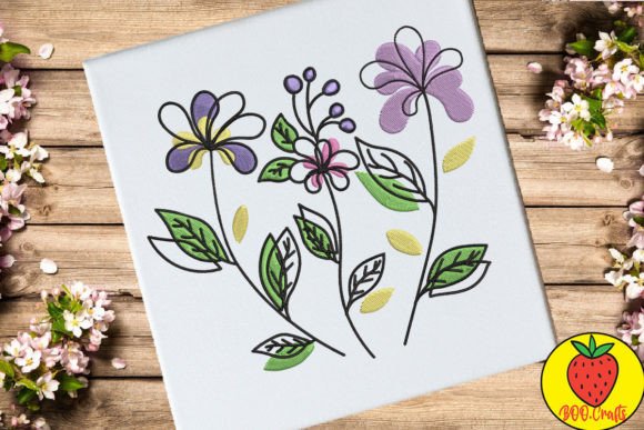 Doodle Flowers with Leaves