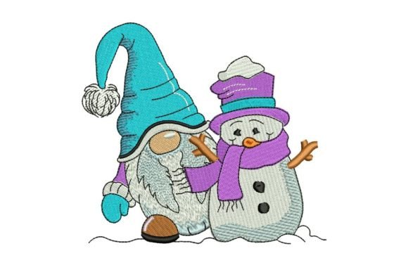 Gnome with Snowman: A Festive Holiday Embroidery Staple