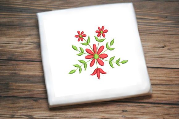 Red Green Flower Ring Embroidery Design