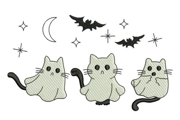Three Halloween Ghost Cats